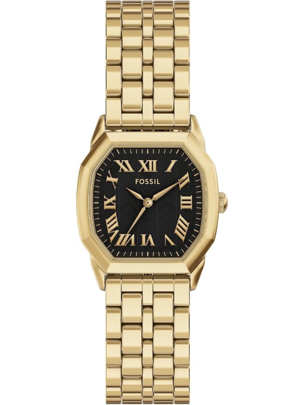 Women's Gold Black Harlow Three-Hand Classic Octagon Case Stainless Steel Watch